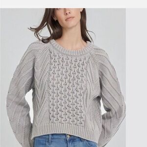 J BRAND ZURI FISHERMAN SWEATER. DOVE GREY. Size S. EUC